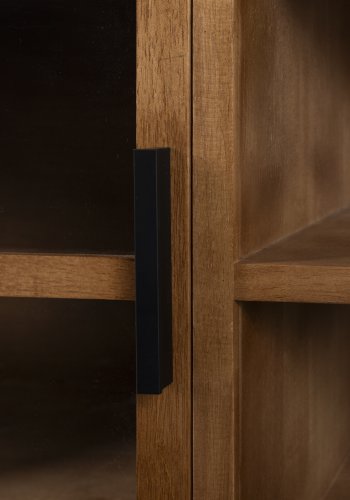 WHITE LABEL LIVING Yaz TV-bord, lavt, med hengslene. 2 drer og 1 hylle - brunt gummitre (150x38)