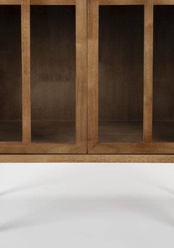 WHITE LABEL LIVING Yaz-skap, med 2 drer og 2 hyller - brunt gummitre