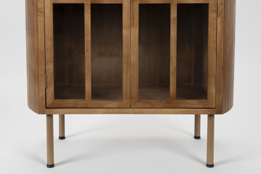 WHITE LABEL LIVING Yaz-skap, med 2 drer og 2 hyller - brunt gummitre