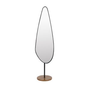 WHITE LABEL LIVING Dropz gulvspejl - spejlglas og sort jern (135x40)