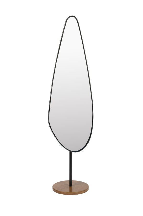 WHITE LABEL LIVING Dropz gulvspeil - speilglass og svart jern (135x40)