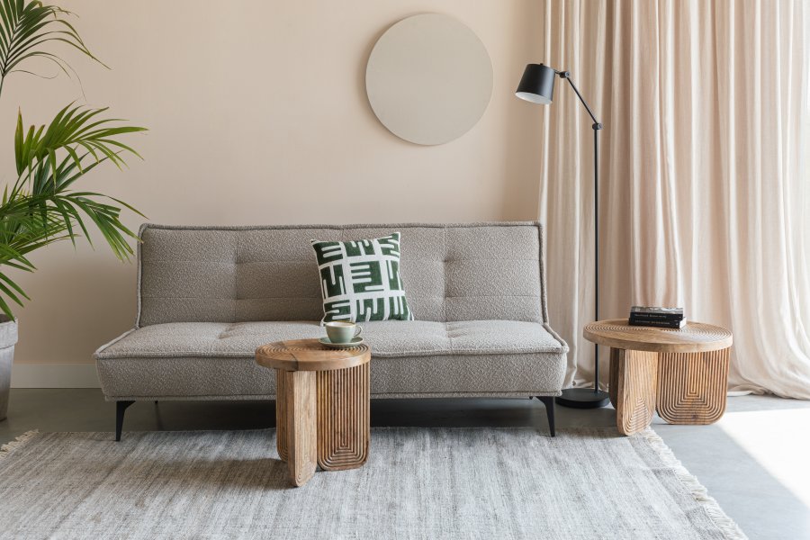 WHITE LABEL LIVING Cielke sovesofa - beige polyester og furu