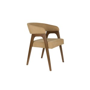 DUTCHBONE Adamello spisebordsstol, m. armln - beige polyester og valnddefarvet askefiner