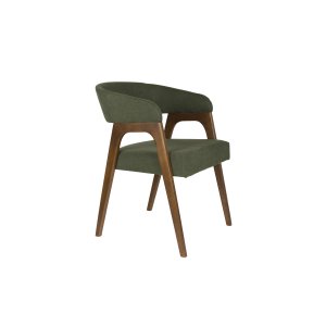 DUTCHBONE Adamello spisebordsstol, m. armln - grn polyester og valnddefarvet askefiner
