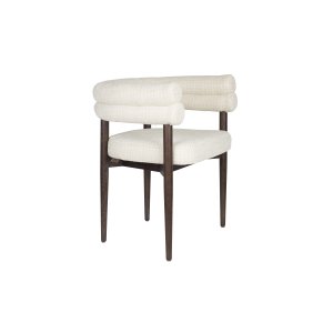 DUTCHBONE Sela spisebordsstol, m. armln - offwhite stof og valnddefarvet gummitr