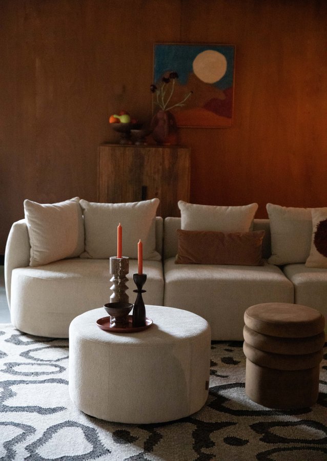 Dutchbone puff Rocca Latte