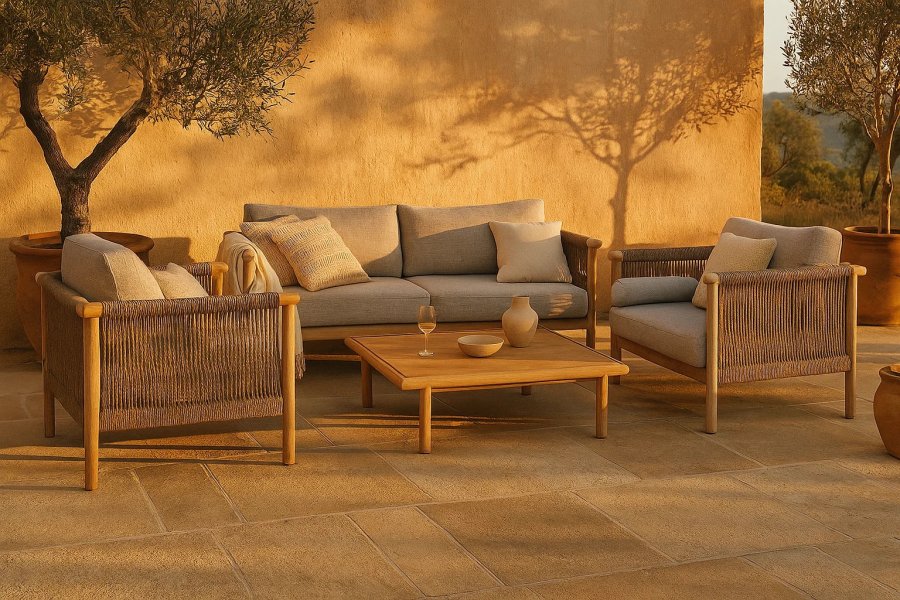 DUTCHBONE Set Utomhus Oasis (Soffa + Soffbord + 2 Loungef�t&ouml;ljer)