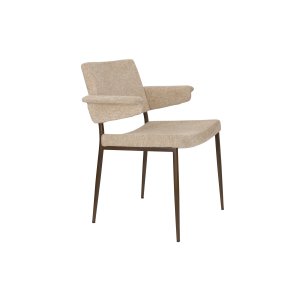 DUTCHBONE Portland spisebordsstol, m. armln - beige polyester og antik finish metal