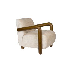 DUTCHBONE Robinson loungestol, m. armln - creme stof og brun mangotr