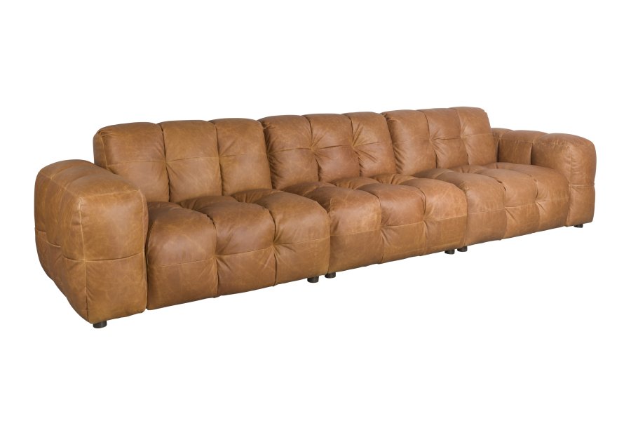 DUTCHBONE Soffa Hackman 4,5-sits L&auml;der Cognac