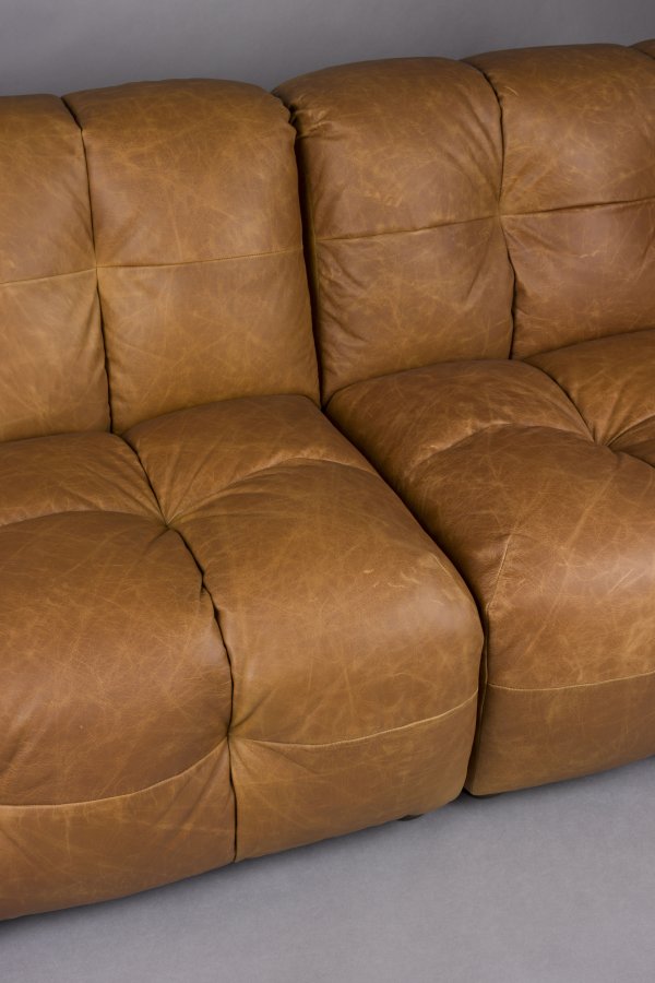 DUTCHBONE Soffa Hackman 4,5-sits L&auml;der Cognac