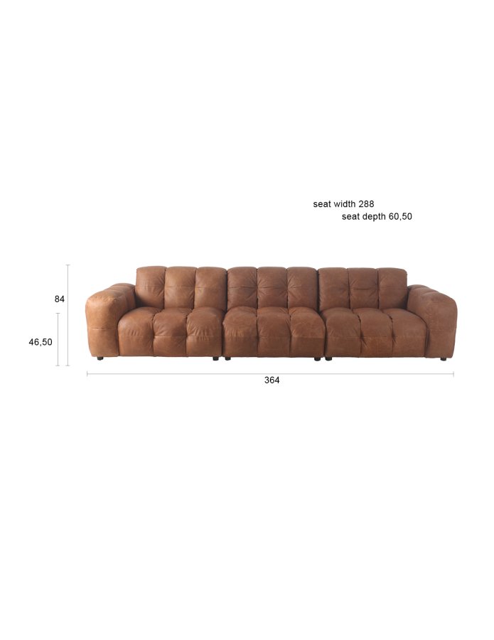 DUTCHBONE Soffa Hackman 4,5-sits L&auml;der Cognac