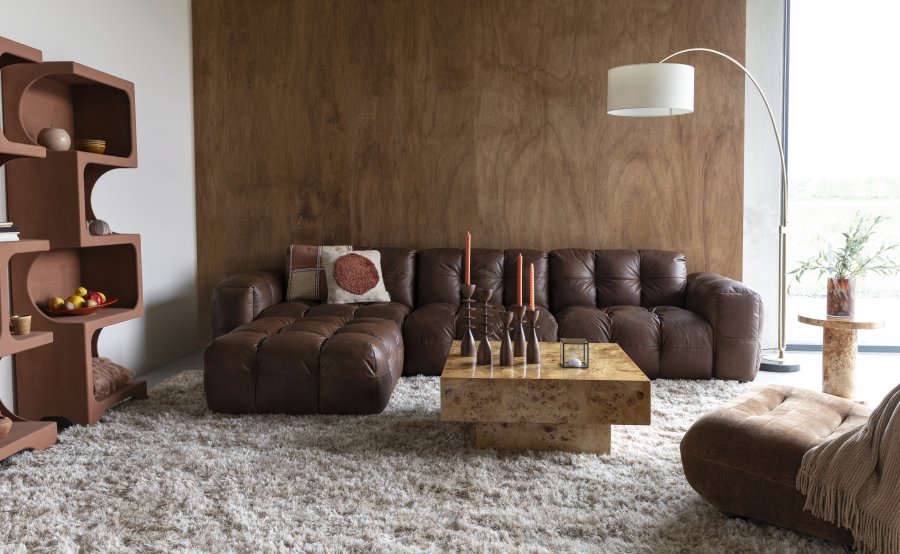 DUTCHBONE Soffa Hackman 4,5-sits l&auml;der choklad