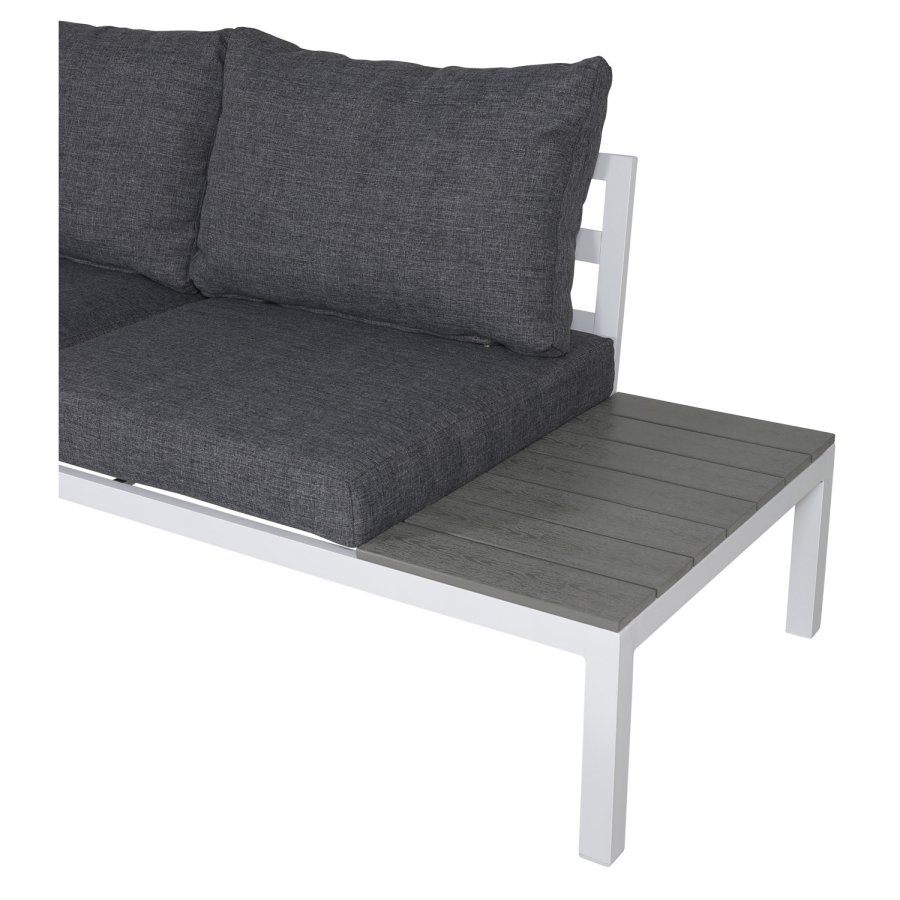 VENTURE DESIGN Odense sofasett - gr puter, grtt i tre og hvit aluminium