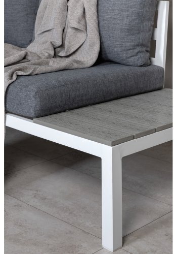 VENTURE DESIGN Odense sofasett - gr puter, grtt i tre og hvit aluminium