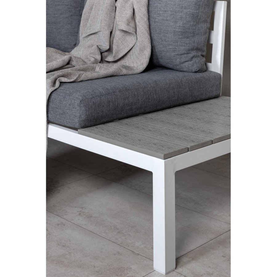 VENTURE DESIGN Odense sofasett - gr puter, grtt i tre og hvit aluminium