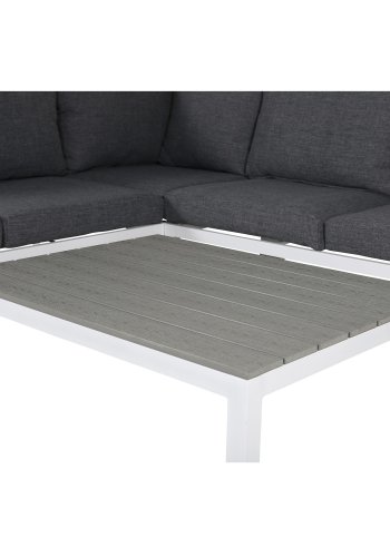 VENTURE DESIGN Odense sofasett - gr puter, grtt i tre og hvit aluminium