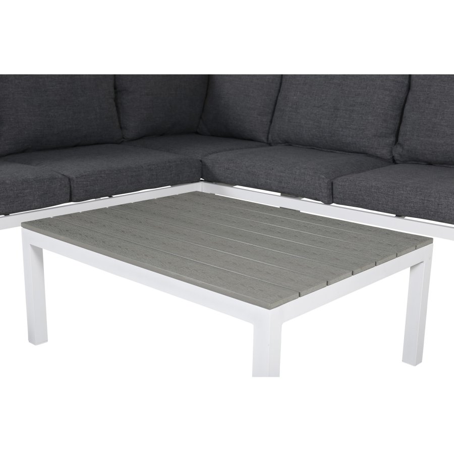 VENTURE DESIGN Odense sofasett - gr puter, grtt i tre og hvit aluminium