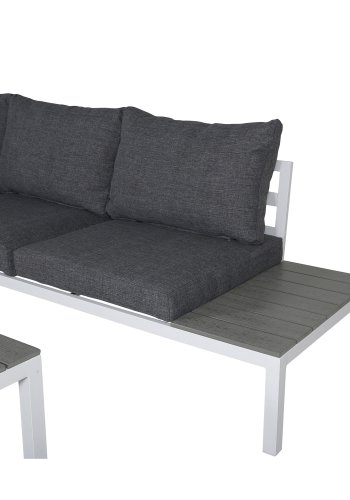 VENTURE DESIGN Odense sofasett - gr puter, grtt i tre og hvit aluminium