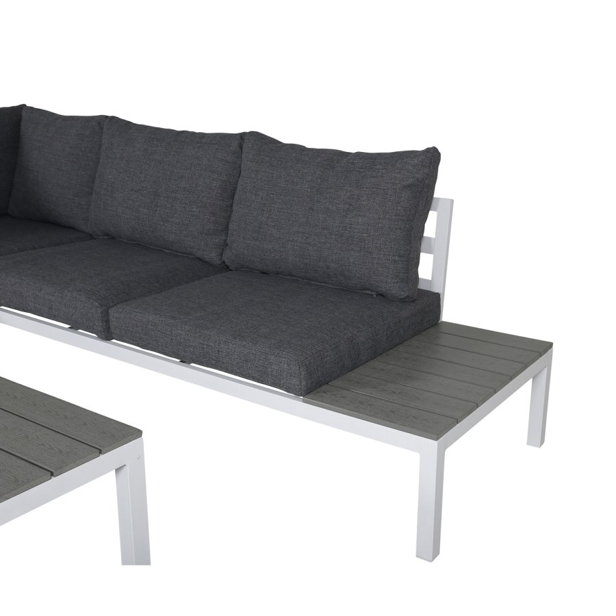 VENTURE DESIGN Odense sofasett - gr puter, grtt i tre og hvit aluminium