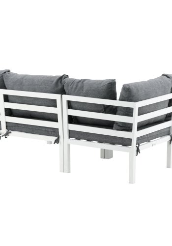 VENTURE DESIGN Odense Sofagarnitur &ndash; graue Kissen, graues Aintwood und wei&szlig;es Aluminium