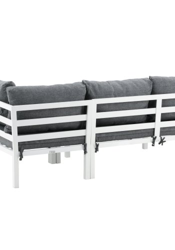 VENTURE DESIGN Odense Sofagarnitur &ndash; graue Kissen, graues Aintwood und wei&szlig;es Aluminium