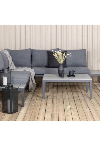 VENTURE DESIGN Odense sofasett - gr puter, grtt i tre og sort aluminium