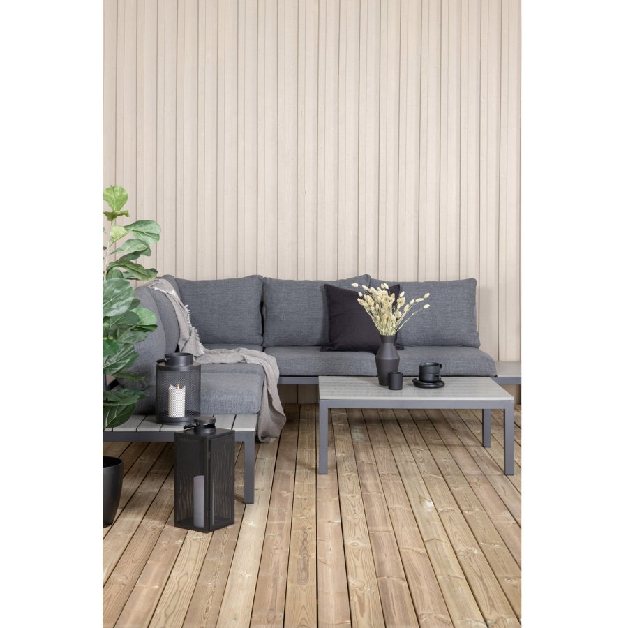 VENTURE DESIGN Odense sofasett - gr puter, grtt i tre og sort aluminium