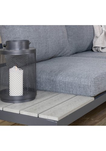 VENTURE DESIGN Odense sofasett - gr puter, grtt i tre og sort aluminium