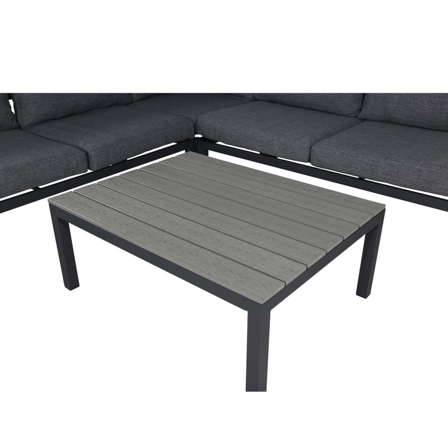 VENTURE DESIGN Odense sofasett - gr puter, grtt i tre og sort aluminium