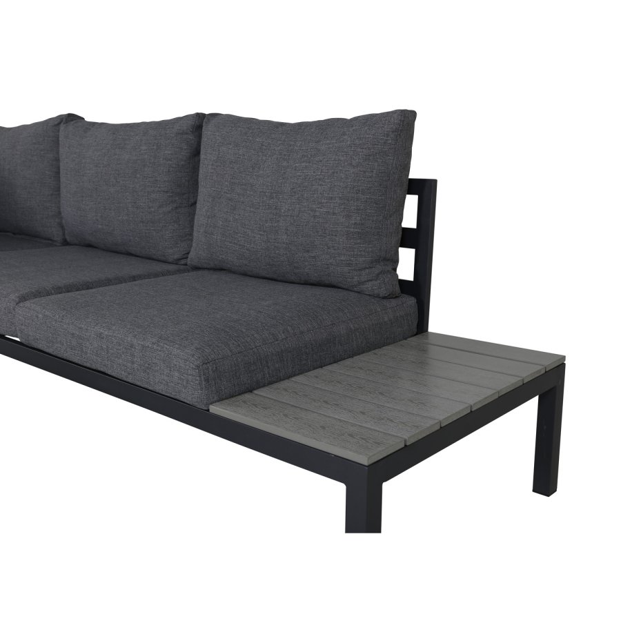 VENTURE DESIGN Odense sofasett - gr puter, grtt i tre og sort aluminium