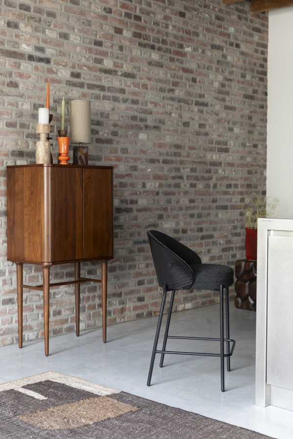 DUTCHBONE barstol Rodin Boucl&eacute; svart