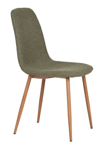 HOUSE NORDIC Stockholm spisestuestol - mrkegrnt bouclstoff og stl med treutseende