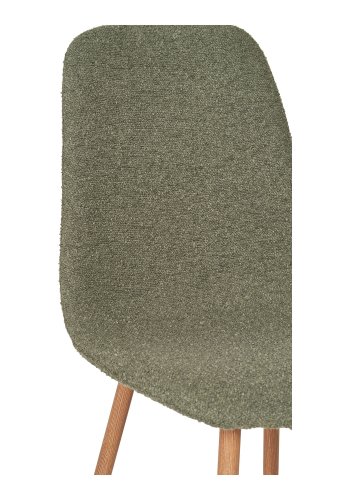 HOUSE NORDIC Stockholm spisestuestol - mrkegrnt bouclstoff og stl med treutseende