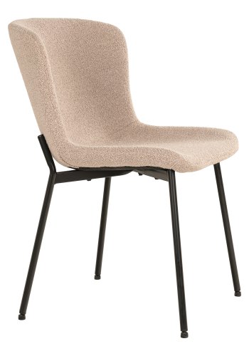 HOUSE NORDIC Maceda spisestuestol - beige boucléstoff og sort stl
