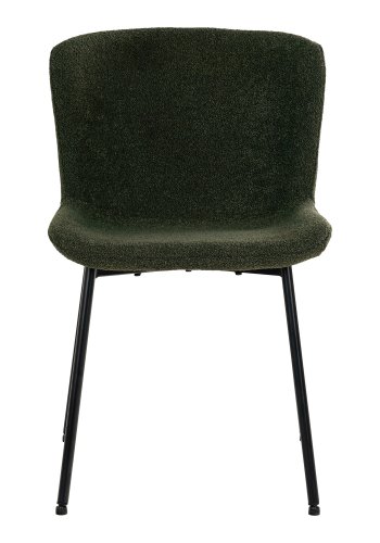 HOUSE NORDIC Maceda spisestuestol - mrkegrnt bouclstoff og sort stl
