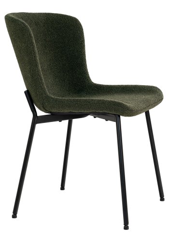HOUSE NORDIC Maceda spisestuestol - mrkegrnt bouclstoff og sort stl