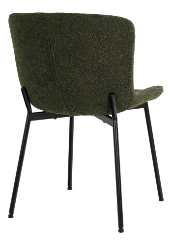 HOUSE NORDIC Maceda spisestuestol - mrkegrnt bouclstoff og sort stl