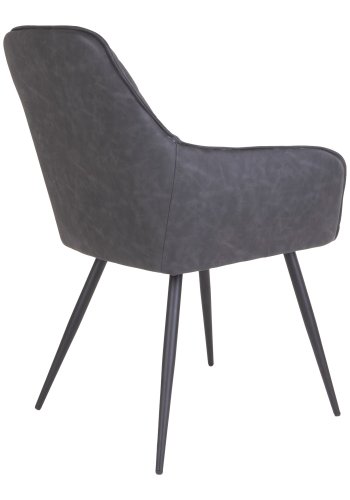 HOUSE NORDIC Harbo spisebordstol - mrkegrtt kunstskinn og svarte stlben, med armlener