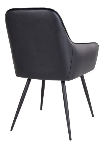 HOUSE NORDIC Harbo spisebordstol - svart kunstskinn og svarte metallben, med armlener