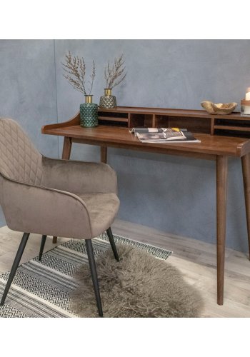 HOUSE NORDIC Harbo spisebordstol - soppvelour og metall, med armlener