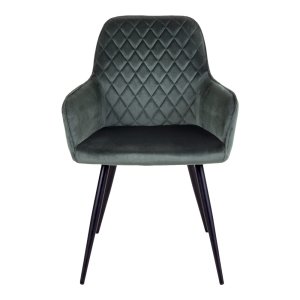 HOUSE NORDIC Harbo spisebordsstol - grn velour og metal, m. armln