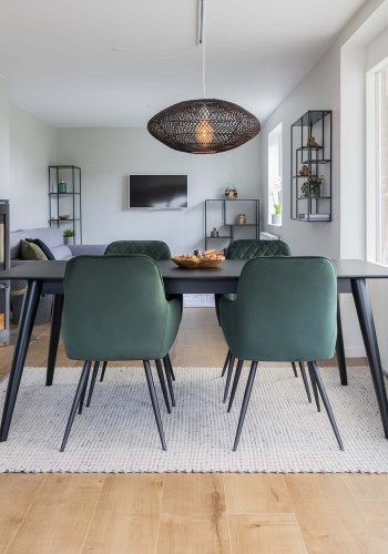 HOUSE NORDIC Harbo spisestuestol - grnn velour og metall, med armlener