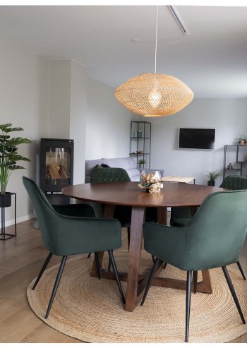 HOUSE NORDIC Harbo spisestuestol - grnn velour og metall, med armlener