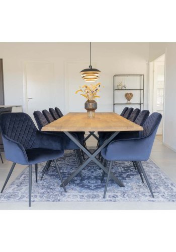 HOUSE NORDIC Harbo spisebordsstol, med armlener - bl velour og metall
