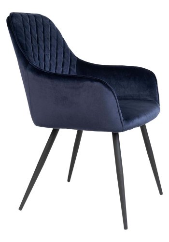 HOUSE NORDIC Harbo spisebordsstol, med armlener - bl velour og metall