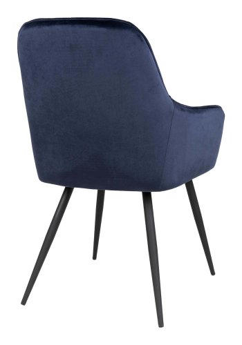 HOUSE NORDIC Harbo spisebordsstol, med armlener - bl velour og metall