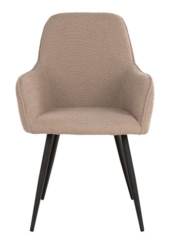 HOUSE NORDIC Harbo spisebordstol, med armlener - beige boucléstoff og sort metall