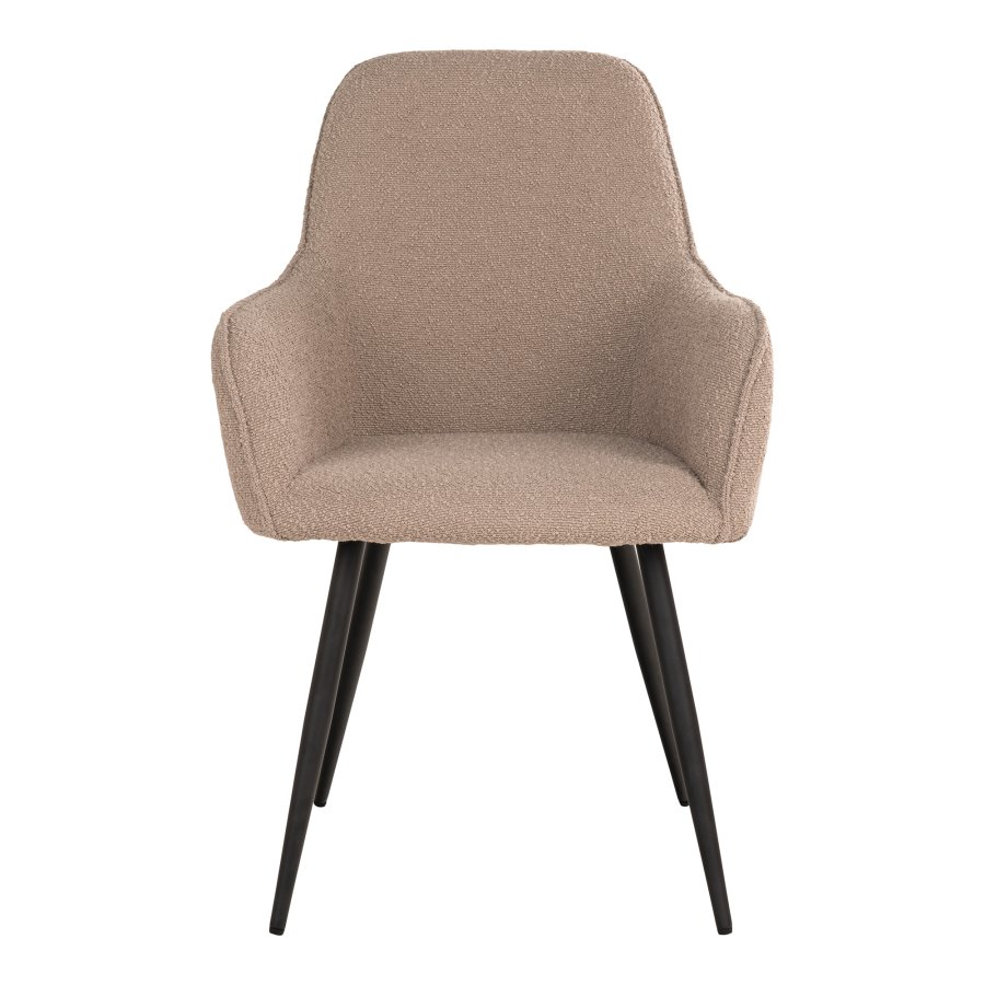 HOUSE NORDIC Harbo spisebordstol, med armlener - beige boucléstoff og sort metall