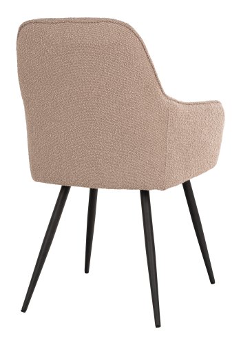 HOUSE NORDIC Harbo spisebordstol, med armlener - beige boucléstoff og sort metall